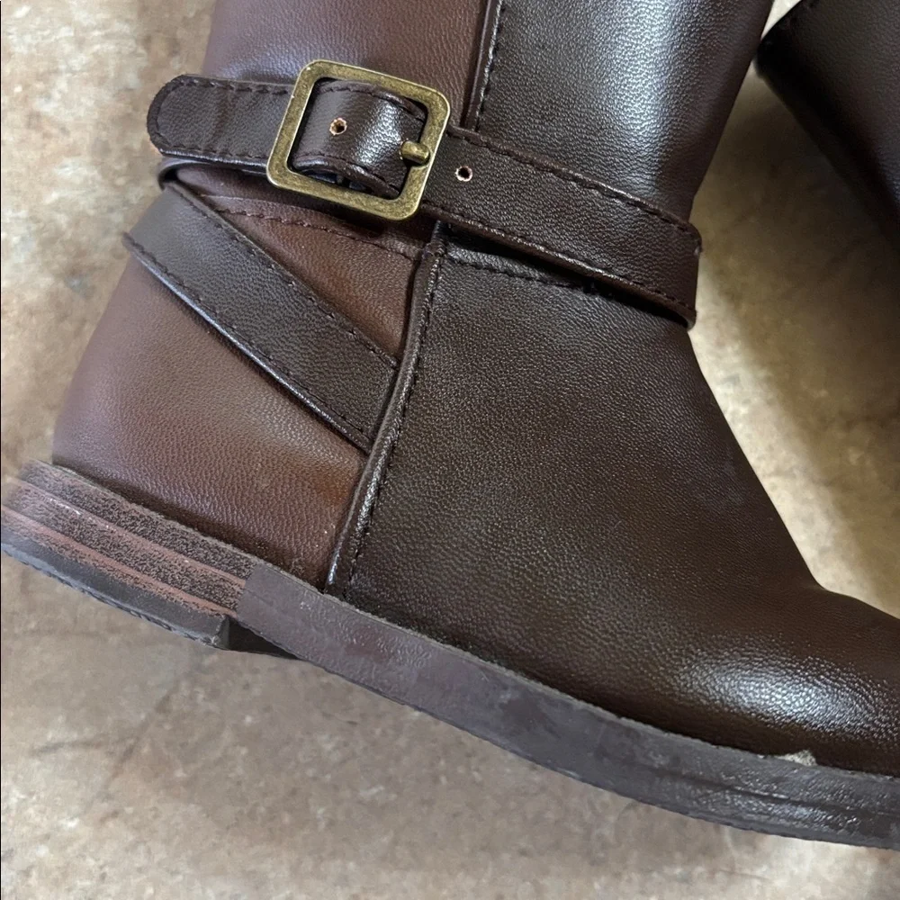 Gymboree Black Brown Faux Leather Zipper Boots Size 4 Toddler
